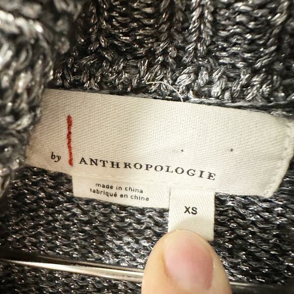 Anthropologie Coretta Shine Turtleneck Sweater Black Shimmer Wool Blend sz XS - Picture 7 of 10